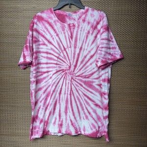 Pink Spiral Swirl Tie Dye T-Shirts Dip Dye Handmade Unisex Size XL NWOT
